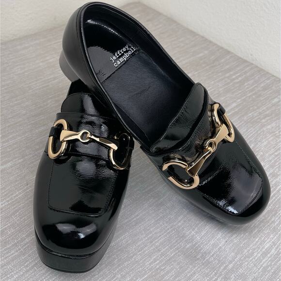 Jeffrey Campbell Shoes - Jeffrey Campbell Student Horse Bit Loafer Black Patent Leather Platform Womens 8